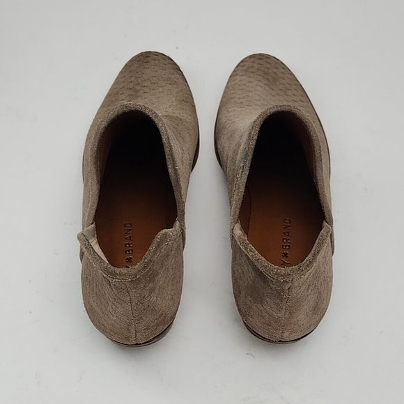 Lucky Brand Ankle Bootie Boot Tan Suede 1.5" Heel Women's 7.5 Shoe Perforated - Picture 8 of 16